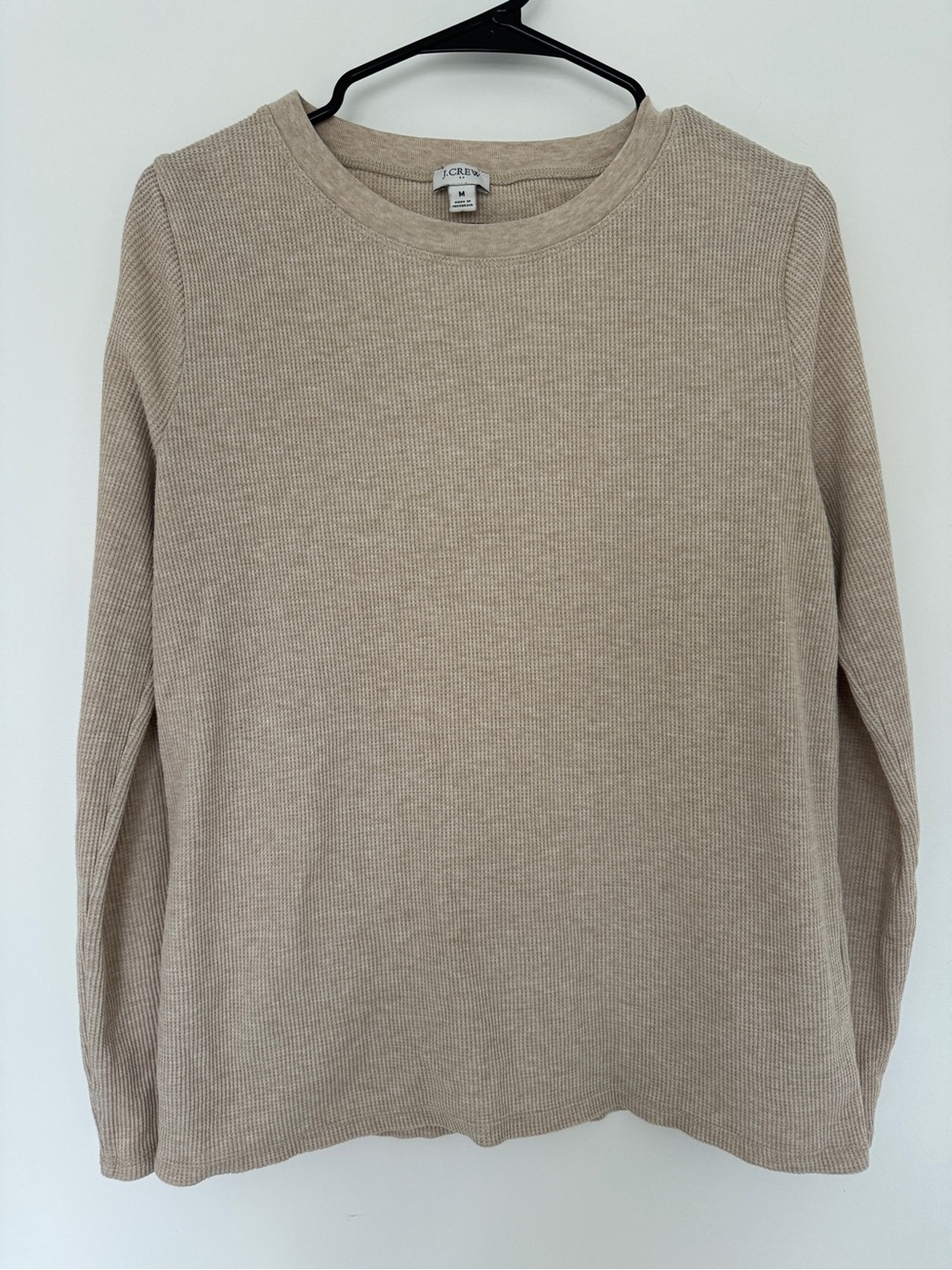 J. Crew Women's Light Beige Ribbed Crewneck Sweater